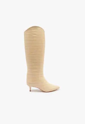 Maryana Lo Crocodile-Embossed Leather Boot