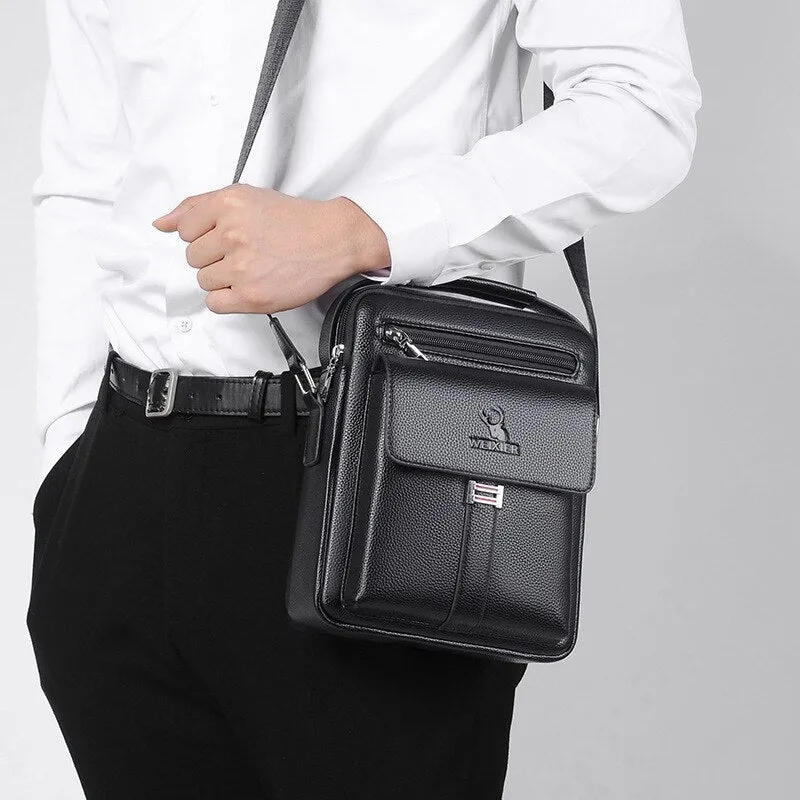 Men Faux Leather Busienss Retro Multi-carry Handbag Crossbody Bag