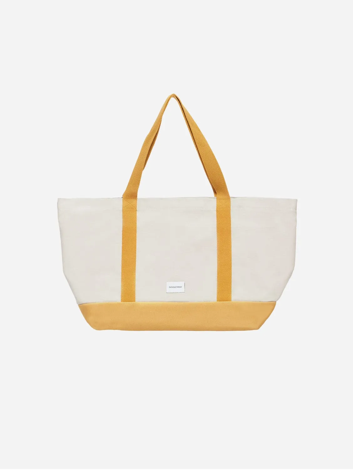 Natural Cotton Canvas Beach Bag | Sand & Mustard