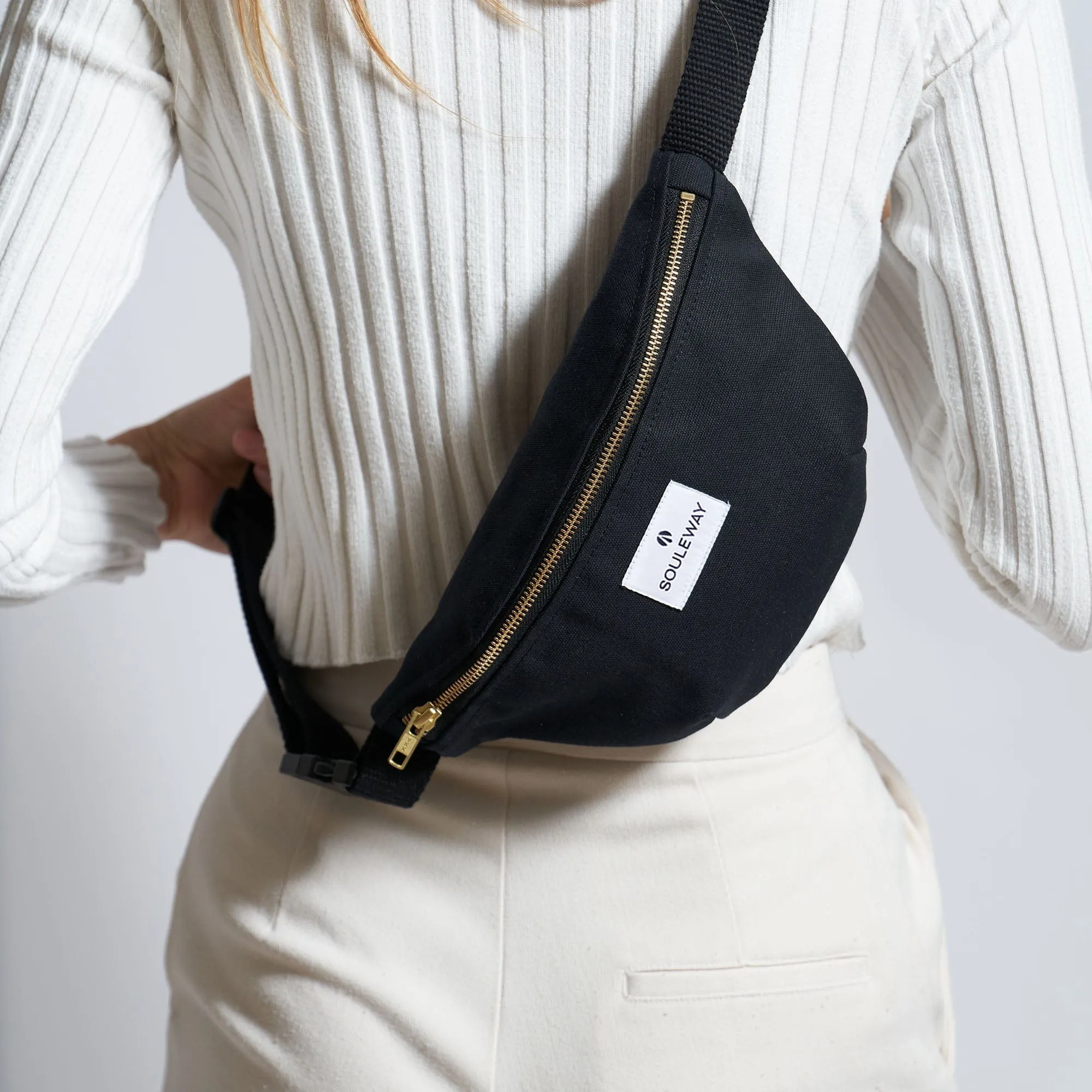 Natural Cotton Canvas Bum Bag | Night Black