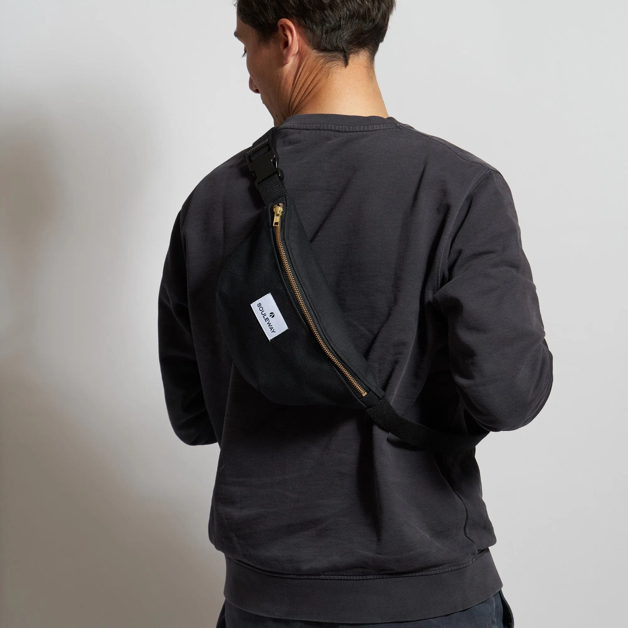 Natural Cotton Canvas Bum Bag | Night Black