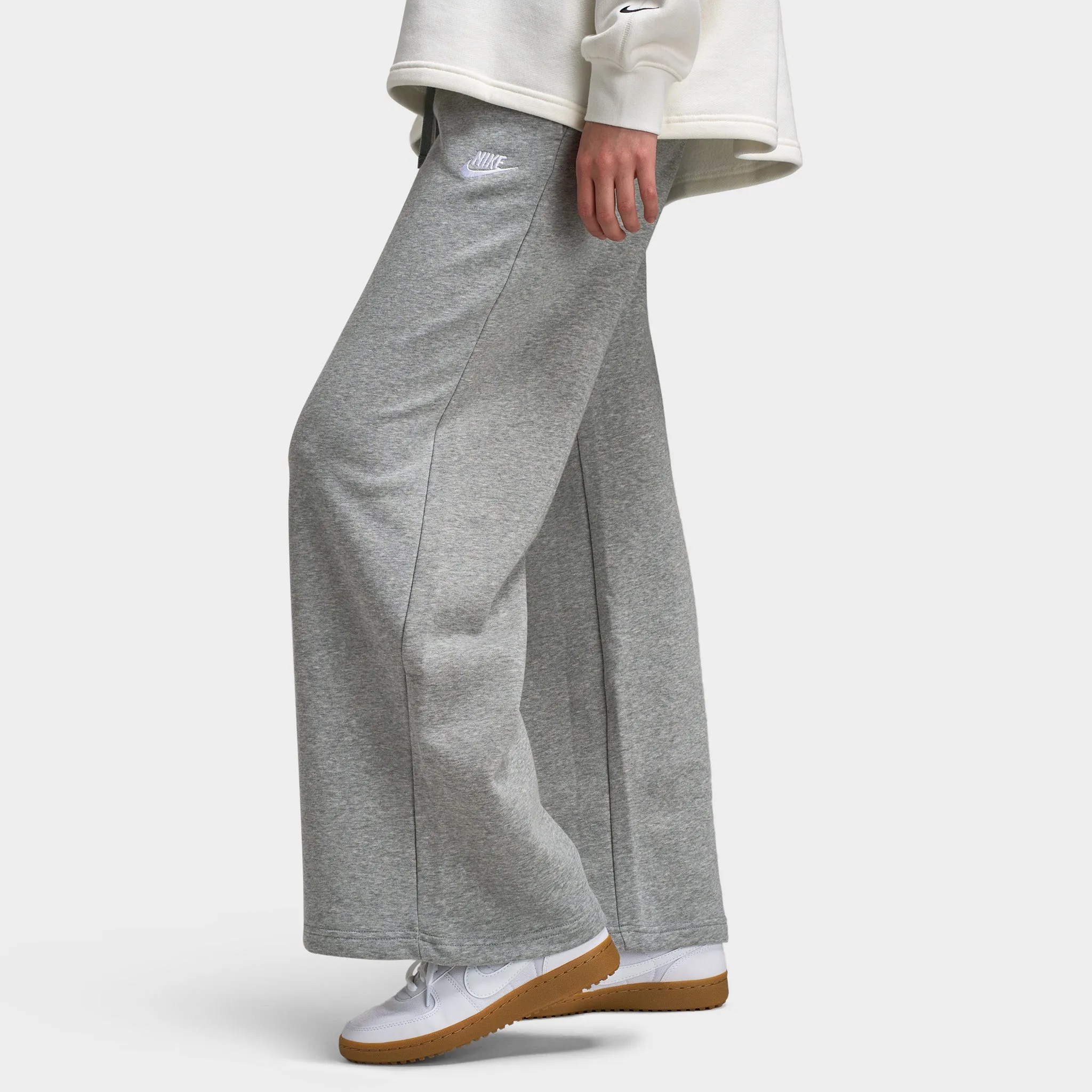 Nike Sportswear Women's Club Fleece Wide-Leg Sweatpants Dark Grey Heather / White