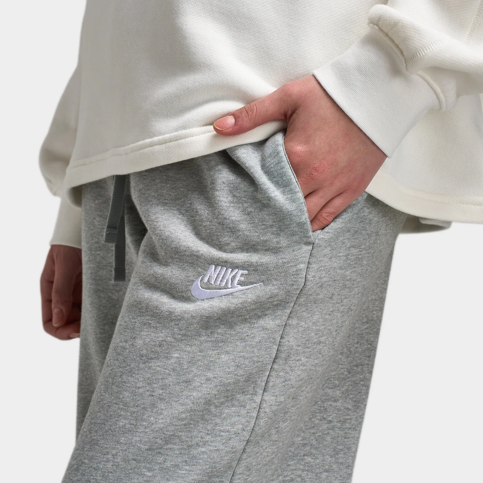 Nike Sportswear Women's Club Fleece Wide-Leg Sweatpants Dark Grey Heather / White