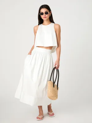 Pinstripe Poplin Midi Skirt