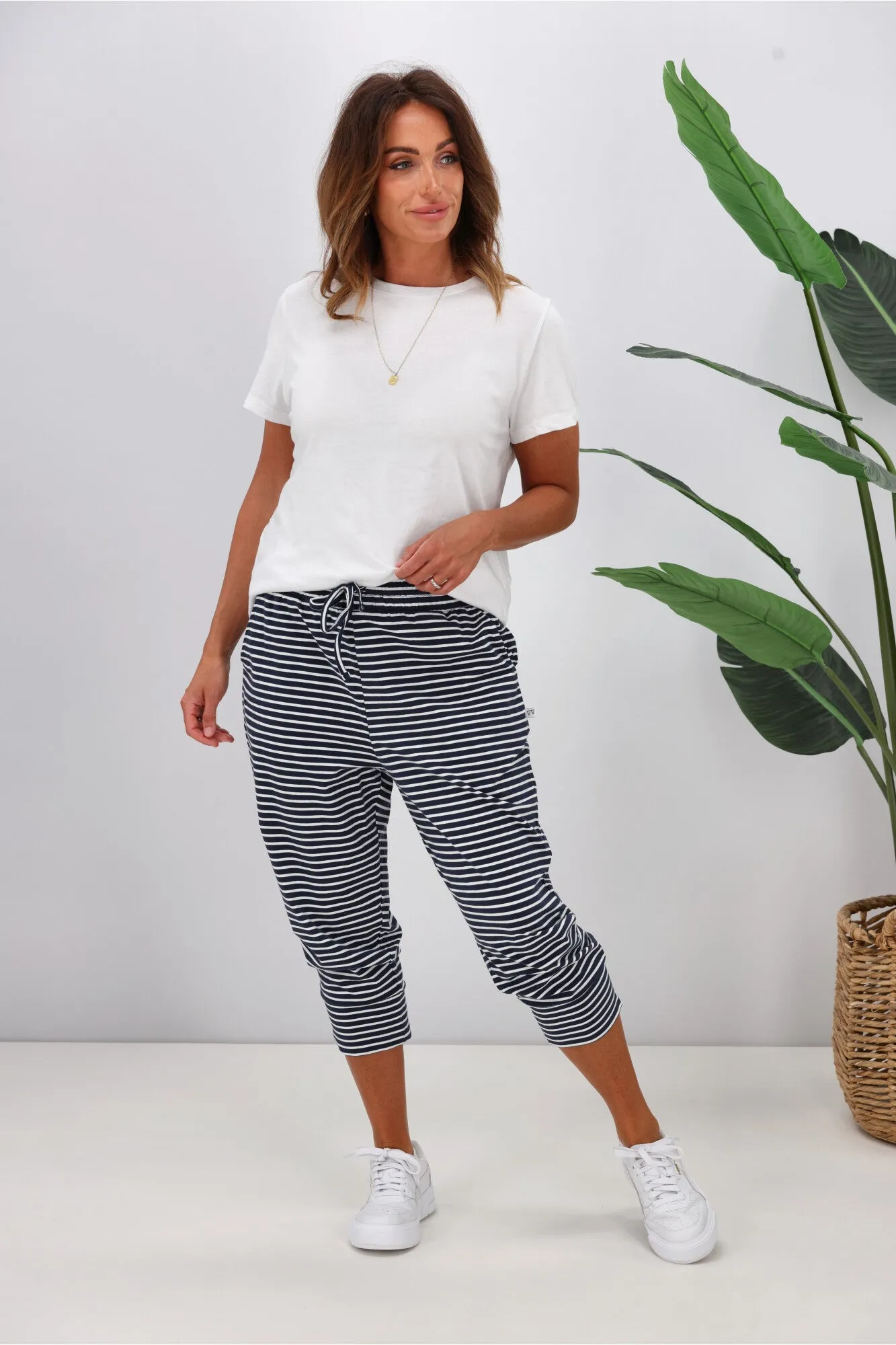 Shine On Essentials Stripe Pant Navy White Stripe