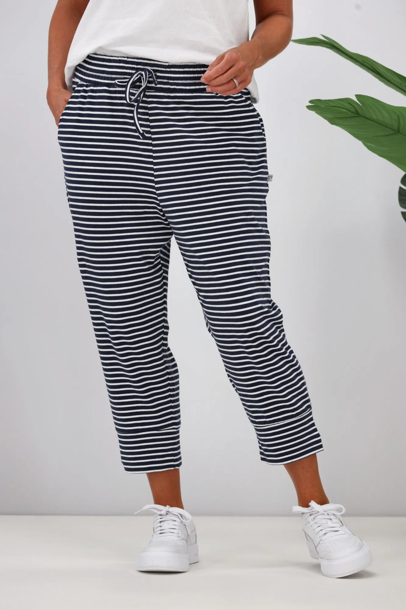 Shine On Essentials Stripe Pant Navy White Stripe