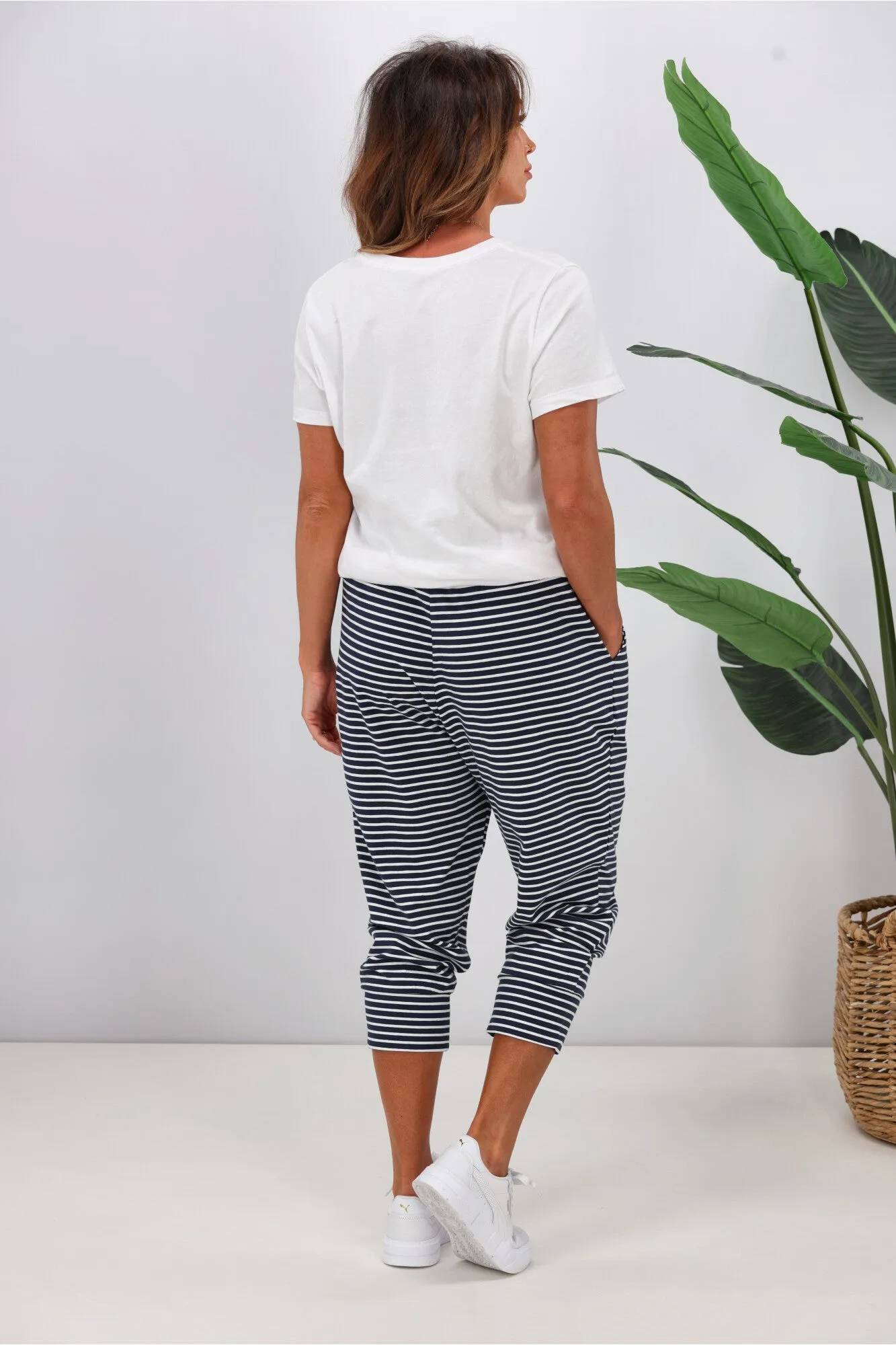 Shine On Essentials Stripe Pant Navy White Stripe