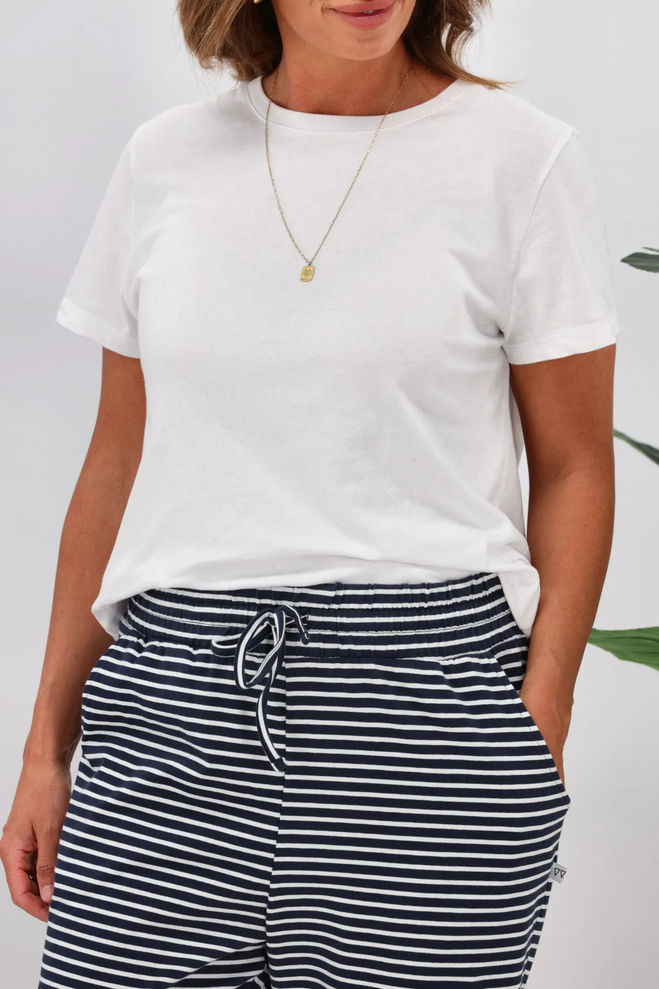 Shine On Essentials Stripe Pant Navy White Stripe