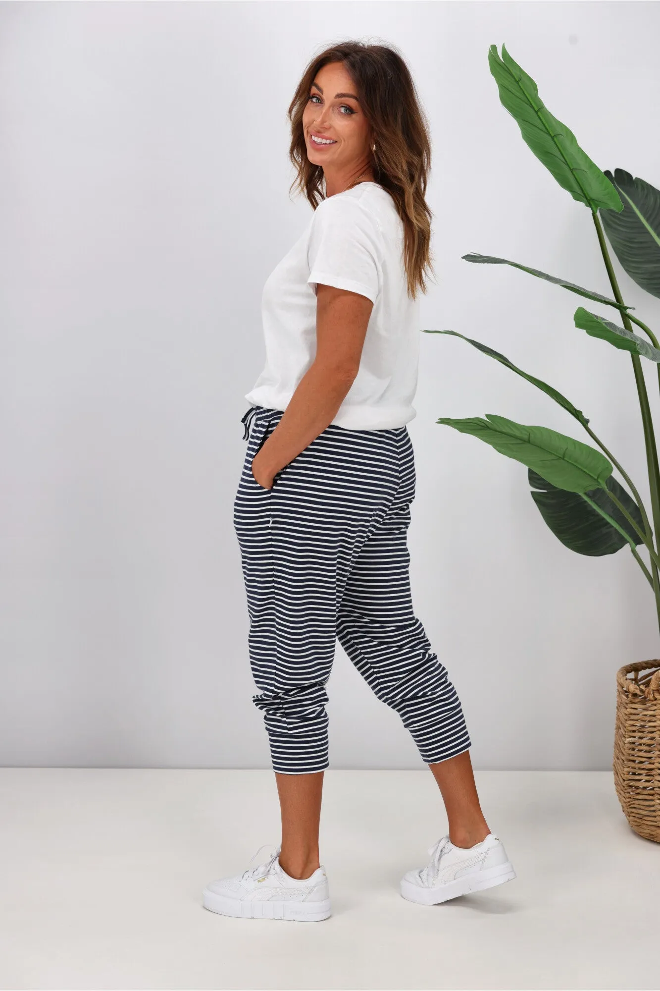 Shine On Essentials Stripe Pant Navy White Stripe