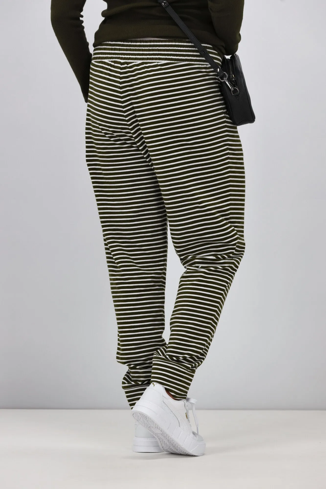 Shine On Essentials Stripe Pant Olive White Stripe