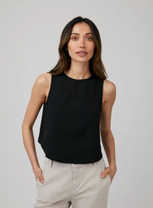 Sleeveless Button Back Top - Black