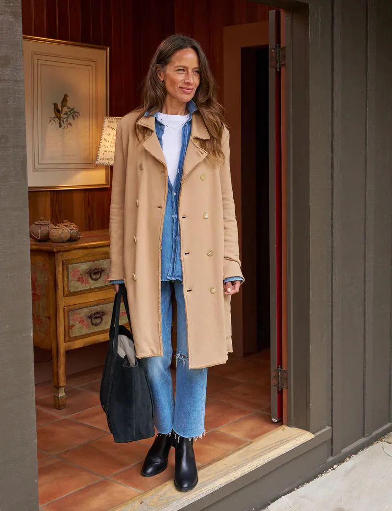 Sweatshirt Trench Coat Camel