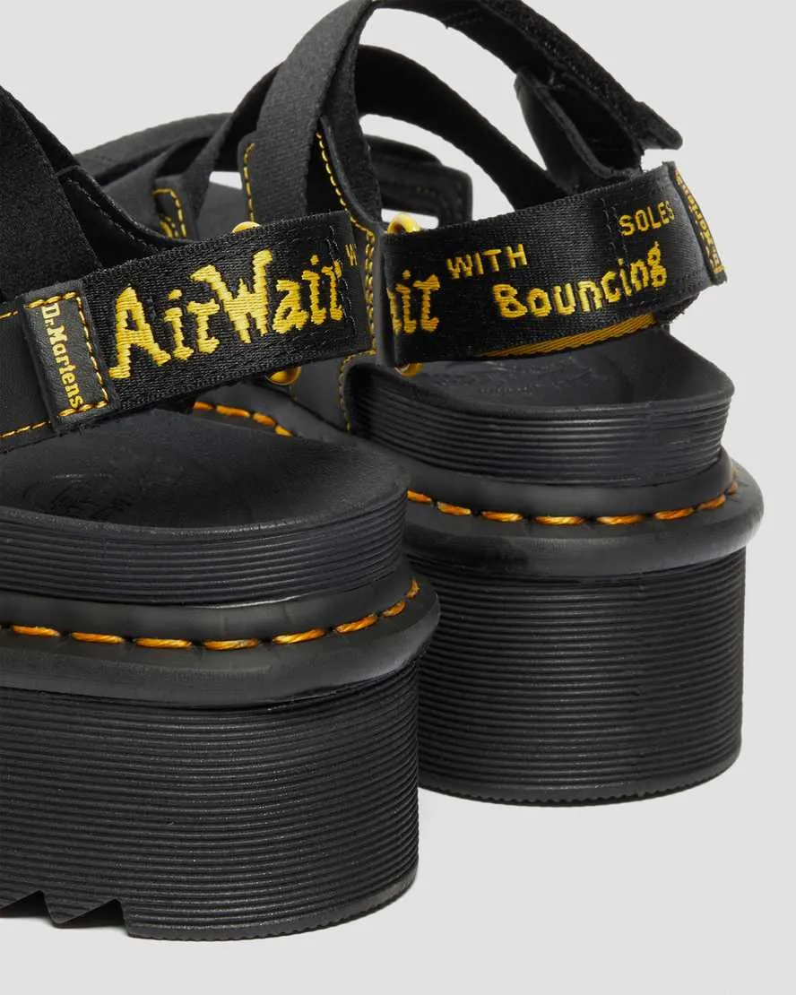 Unisex Kimber Logo Strap Platform Sandals Black