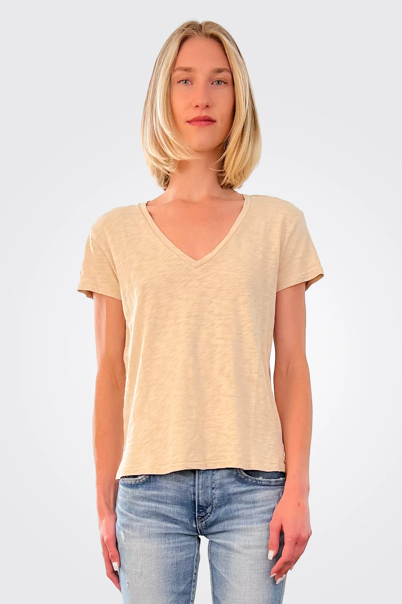 V Neck Tee - Sand Dune