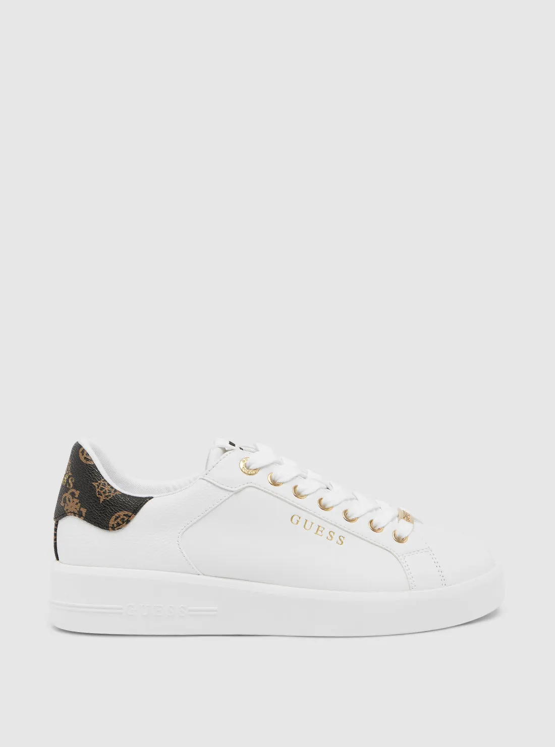 White Brown Roki Low-Top Sneakers