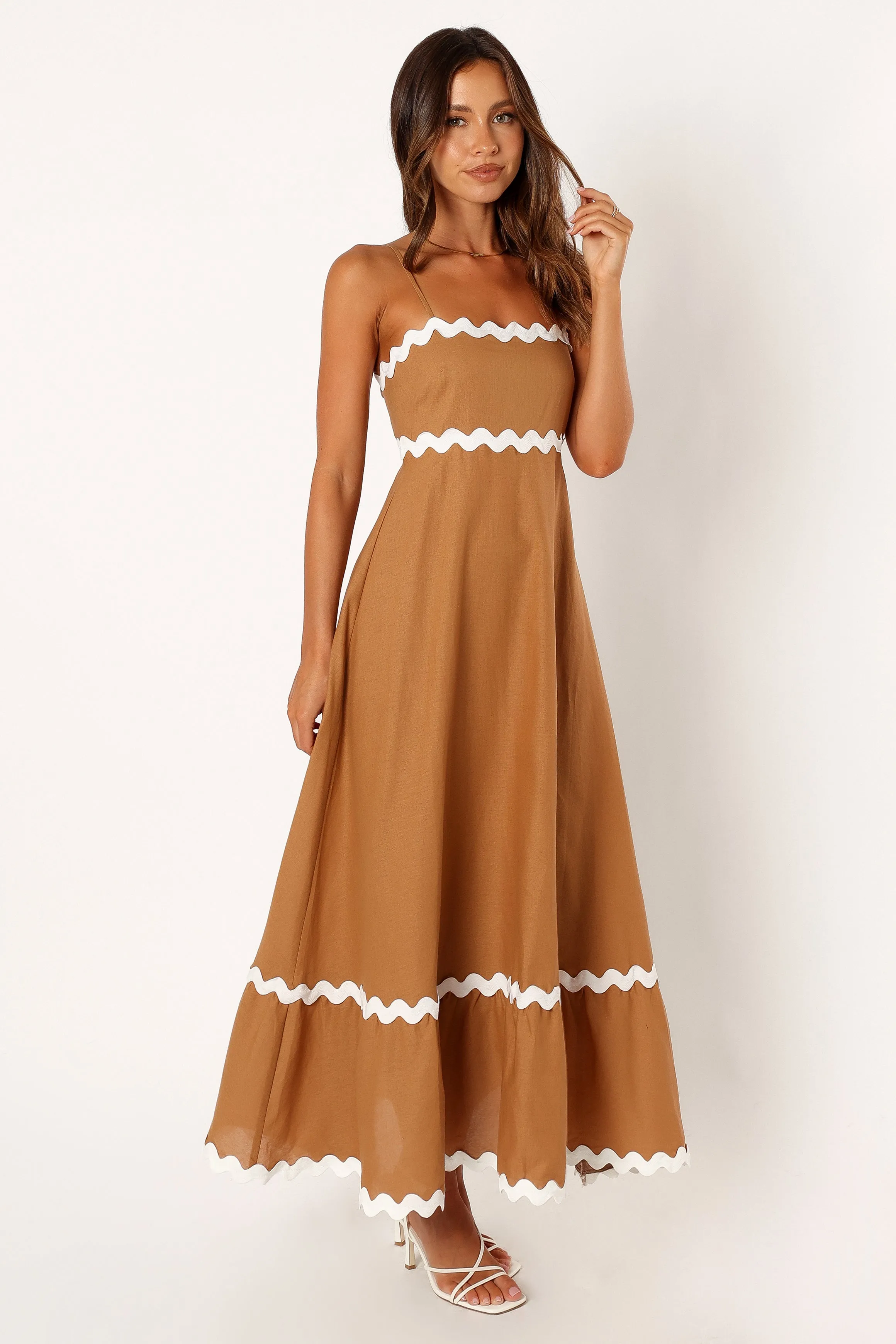 Yana Maxi Dress - Tan White